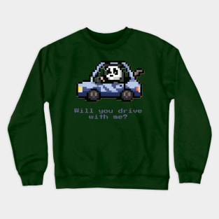 cute panda driving a car pixel art Crewneck Sweatshirt